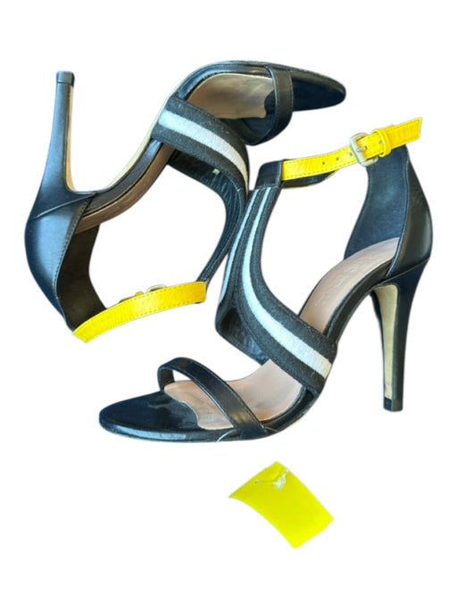 LAMB Shoe Size 6 Black & Yellow Leather open toe Strap Heels Black & Yellow / 6