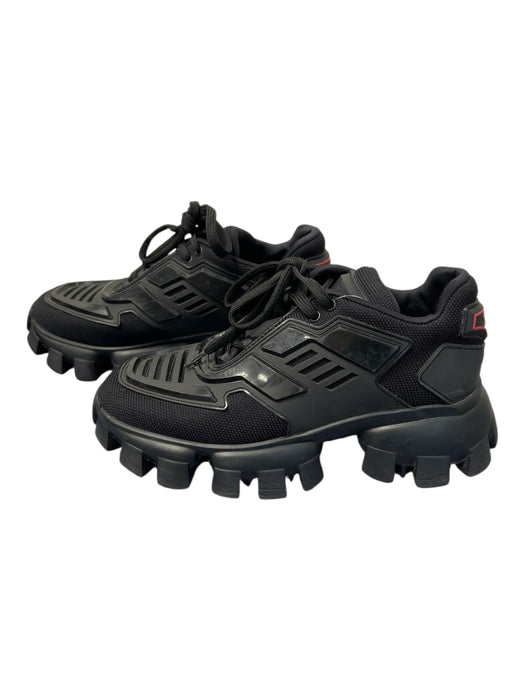 Prada Shoe Size 35 Black Rubber & Fabric Lace Up Low Top Sneaker Shoes Black / 35