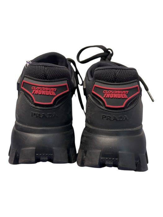 Prada Shoe Size 35 Black Rubber & Fabric Lace Up Low Top Sneaker Shoes Black / 35