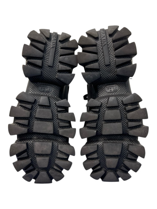 Prada Shoe Size 35 Black Rubber & Fabric Lace Up Low Top Sneaker Shoes Black / 35