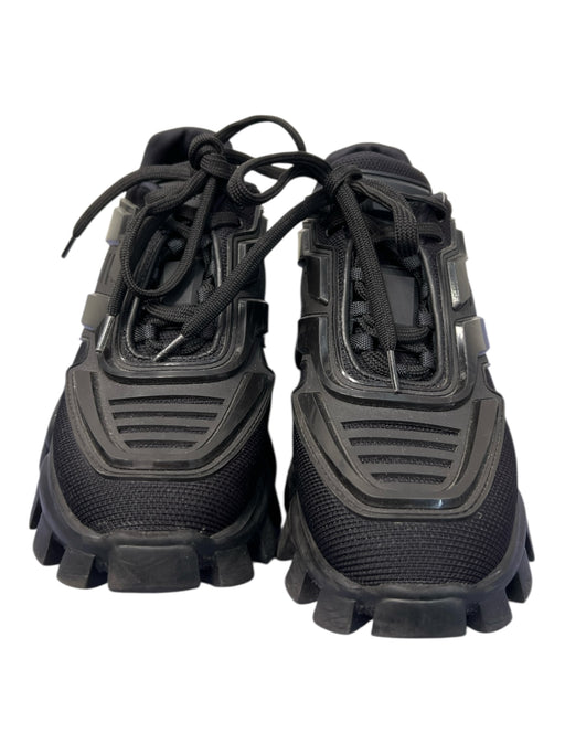 Prada Shoe Size 35 Black Rubber & Fabric Lace Up Low Top Sneaker Shoes Black / 35