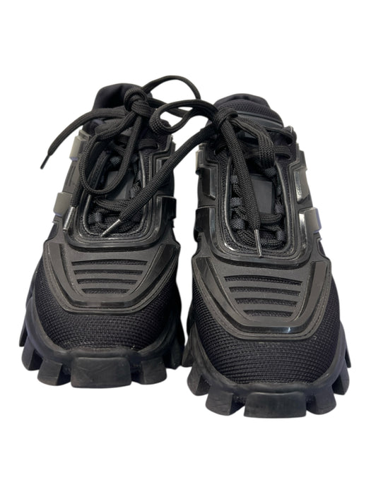 Prada Shoe Size 35 Black Rubber & Fabric Lace Up Low Top Sneaker Shoes Black / 35