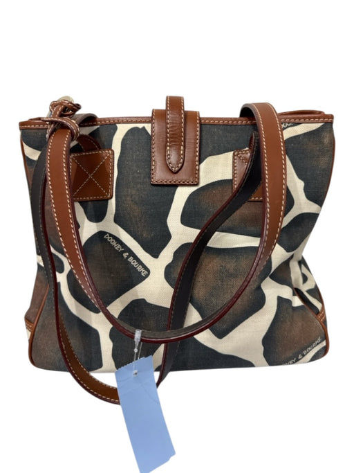 Dooney & Bourke Brown & Cream Canvas Leather Giraffe Shoulder Bag Brown & Cream / Small