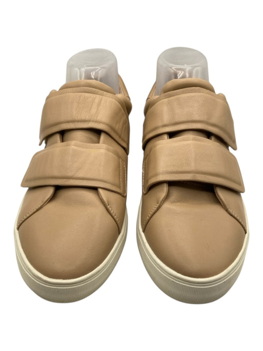J Slides Shoe Size 10 Tan Leather round toe 2 Strap Velcro Low Top Sneakers Tan / 10