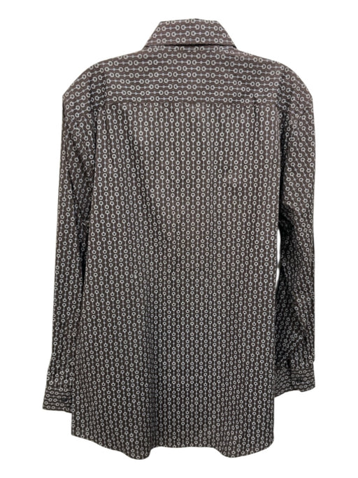Gucci Size 16 Brown Cotton Horsebit Button Up Men's Long Sleeve Shirt Brown / 16