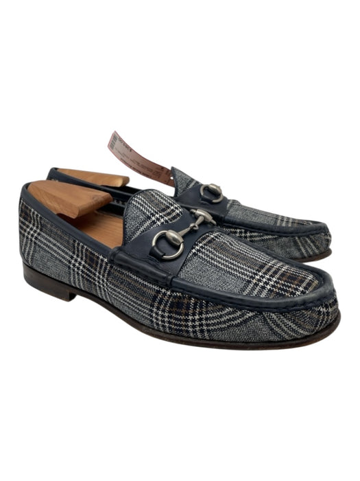 Gucci Shoe Size 8 Gray & Blue Canvas Plaid Dress Men's Shoes Gray & Blue / 8