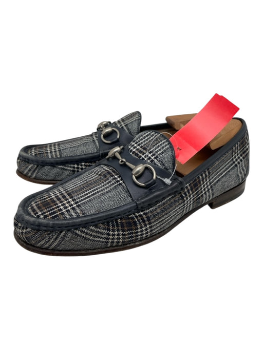 Gucci Shoe Size 8 Gray & Blue Canvas Plaid Dress Men's Shoes Gray & Blue / 8