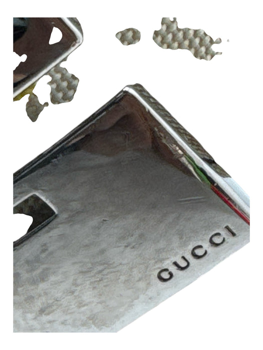 Gucci AS IS White & Multi All Over Print Men's Belt White & Multi