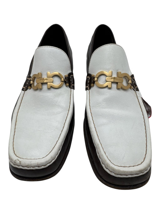 Ferragamo Shoe Size 9 AS IS Brown & White Leather Horsebit loafer Men's Shoes Brown & White / 9