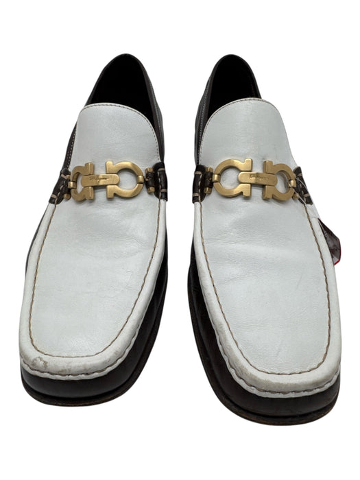 Ferragamo Shoe Size 9 AS IS Brown & White Leather Horsebit loafer Men's Shoes Brown & White / 9