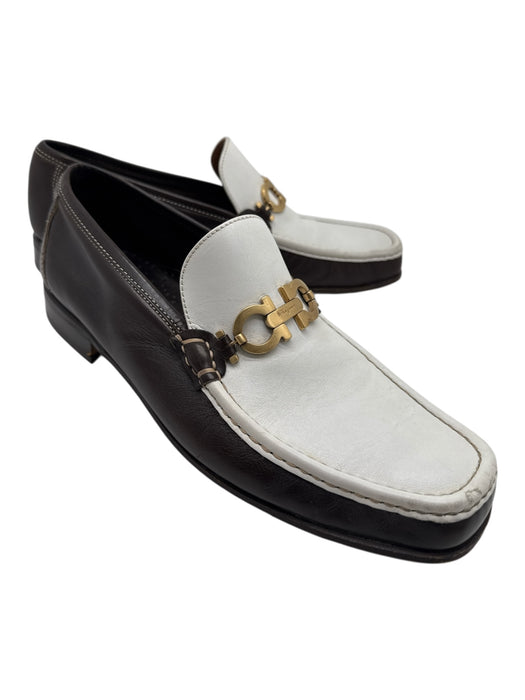 Ferragamo Shoe Size 9 AS IS Brown & White Leather Horsebit loafer Men's Shoes Brown & White / 9