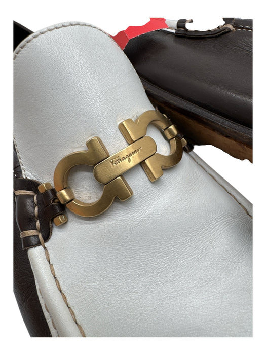 Ferragamo Shoe Size 9 AS IS Brown & White Leather Horsebit loafer Men's Shoes Brown & White / 9