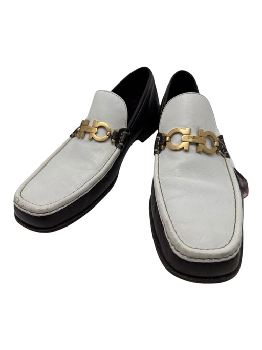 Ferragamo Shoe Size 9 AS IS Brown & White Leather Horsebit loafer Men's Shoes Brown & White / 9