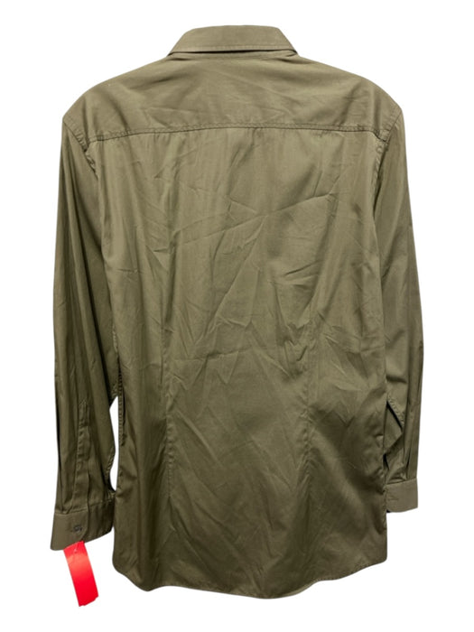 Gucci Size 16 Olive Green Cotton Solid Button Down Men's Long Sleeve Shirt Olive Green / 16