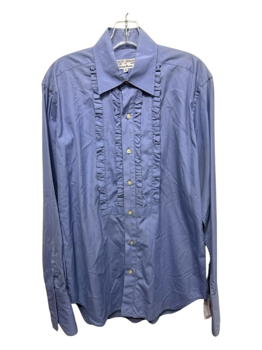 Robert Graham Size M Blue Cotton Solid Button Down Men's Long Sleeve Shirt Blue / M