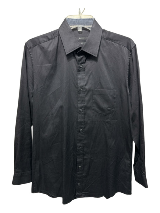 Gucci Size 15.5 Black Cotton Button Down Men's Long Sleeve Shirt Black / 15.5