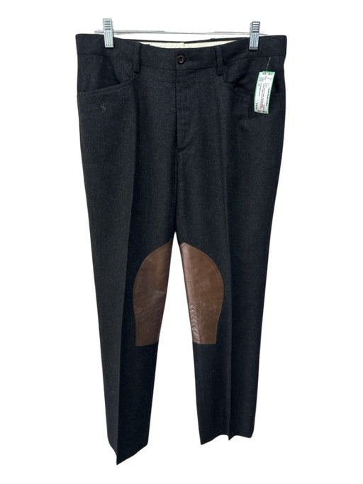 Polo Ralph Lauren AS IS Size 32 Gray & Brown Wool & Leather Leather Detail Pants Gray & Brown / 32