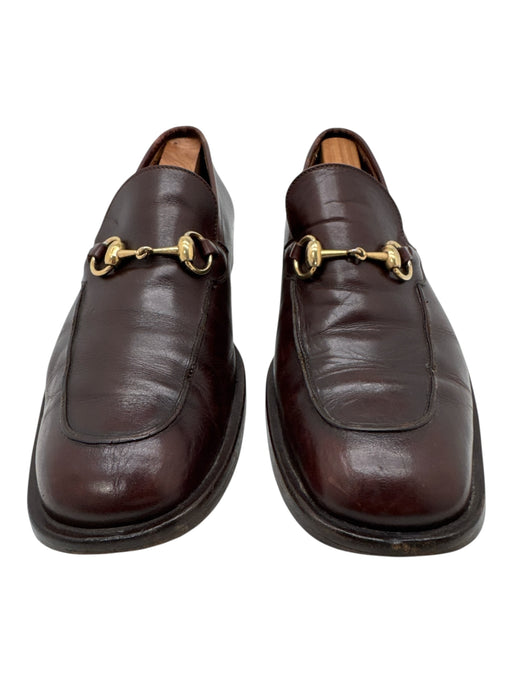 Gucci Shoe Size 7.5 Brown Leather Horsebit Square Toe Stacked Heel Men's Shoes Brown / 7.5