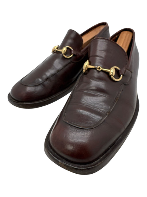 Gucci Shoe Size 7.5 Brown Leather Horsebit Square Toe Stacked Heel Men's Shoes Brown / 7.5