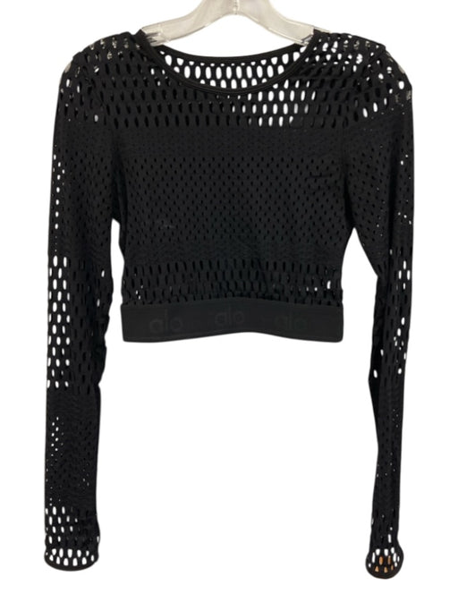 Alo Size S Black Synthetic Long Sleeve Mesh Athletic Top Black / S