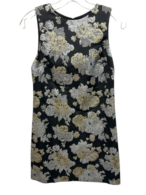 Alice + Olivia Size 0 Black, Silver & Gold Polyester Blend Metallic Thread Dress Black, Silver & Gold / 0