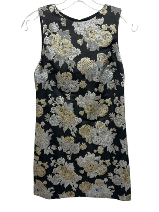 Alice + Olivia Size 0 Black, Silver & Gold Polyester Blend Metallic Thread Dress Black, Silver & Gold / 0
