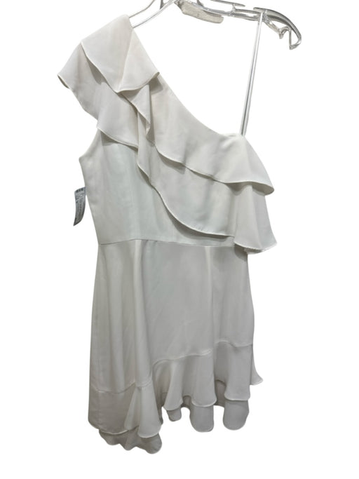 Amanda Uprichard Size M White Polyester One Shoulder Ruffle Detail Mini Dress White / M