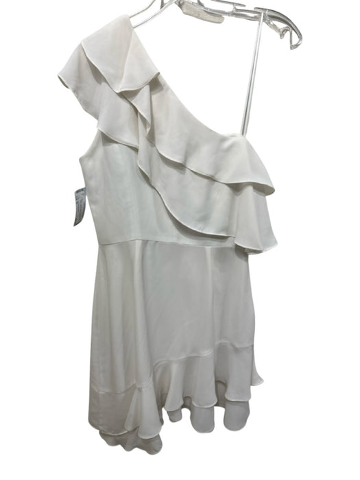 Amanda Uprichard Size M White Polyester One Shoulder Ruffle Detail Mini Dress White / M