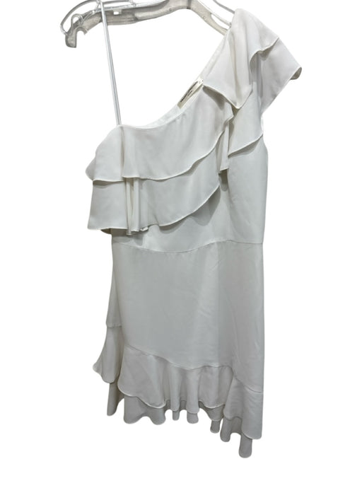 Amanda Uprichard Size M White Polyester One Shoulder Ruffle Detail Mini Dress White / M