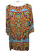 Hale Bob Size S Red, Teal & Multi Viscose Paisley V Neck 1/2 Bell Sleeve Dress Red, Teal & Multi / S