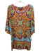 Hale Bob Size S Red, Teal & Multi Viscose Paisley V Neck 1/2 Bell Sleeve Dress Red, Teal & Multi / S