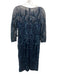 David Meister Size 4 Navy Blue Polyester Mesh Overlay Sequined 3/4 Sleeve Dress Navy Blue / 4