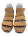 Sorel Shoe Size 8 Tan & Peach Suede Wood Heel Platform Ankle Strap Sandals Tan & Peach / 8