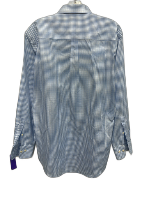 Peter Millar Size L Blue & White Cotton Plaid Button Down Long Sleeve Shirt Blue & White / L