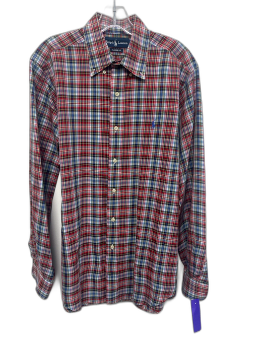 Ralph Lauren Size M Red & Multi Cotton Plaid Button Down Men's Long Sleeve Shirt Red & Multi / M