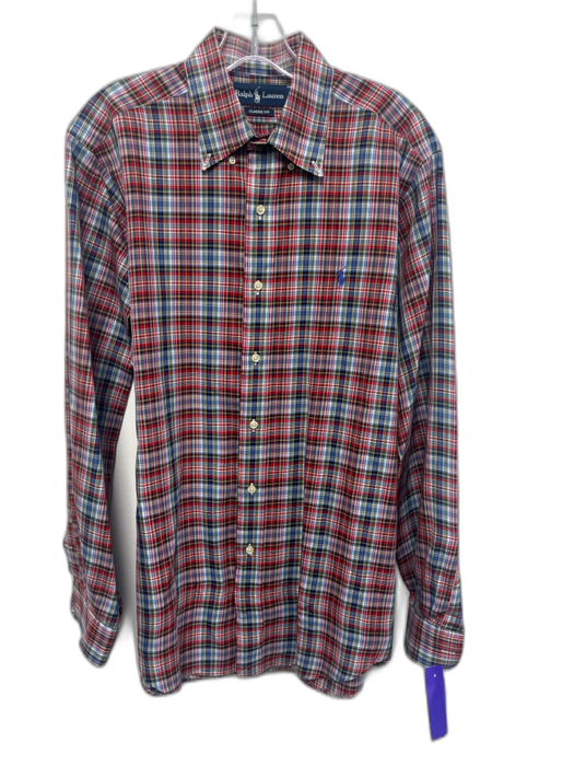 Ralph Lauren Size M Red & Multi Cotton Plaid Button Down Men's Long Sleeve Shirt Red & Multi / M