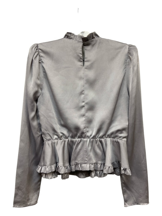 Do + Be Size S Silver Polyester Long Sleeve Pintuck Ruffle Mock Neck Top Silver / S