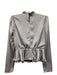Do + Be Size S Silver Polyester Long Sleeve Pintuck Ruffle Mock Neck Top Silver / S
