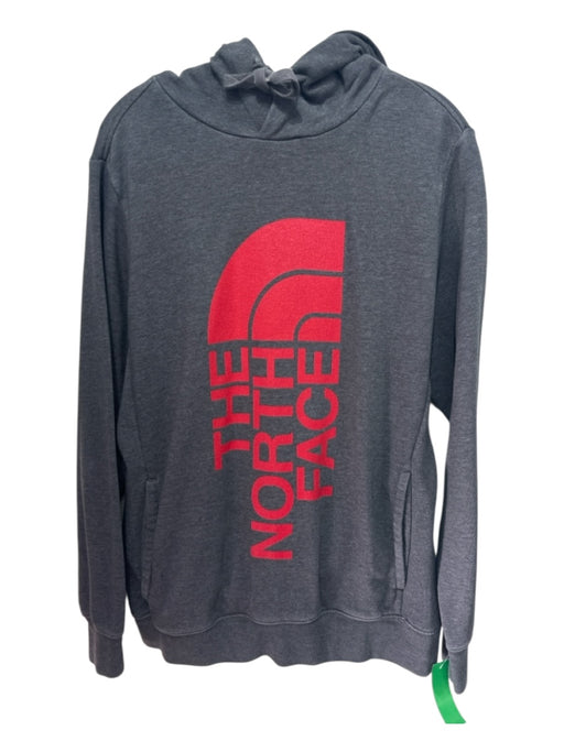 The North Face AS IS Size M Gray & Red Cotton Blend logo Hoodie Men's Jacket Gray & Red / M