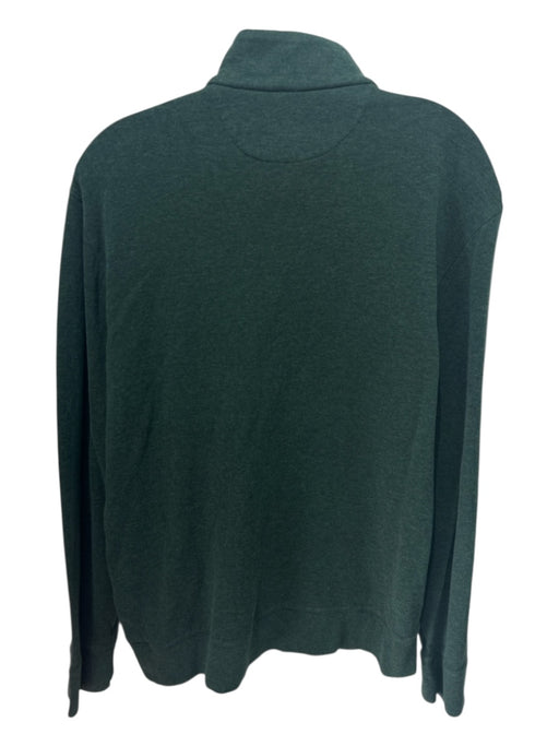Polo Size M Green Cotton Blend Solid Quarter Zip Men's Long Sleeve Shirt Green / M