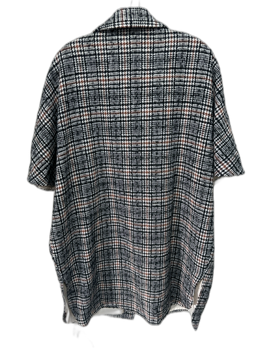 THML Size XS White, Black & Brown Polyester Houndstooth Open Front Collared Coat White, Black & Brown / XS