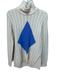 Tory Burch Size S Cream & Blue Wool Blend Cable Knit Turtleneck Sweater Cream & Blue / S