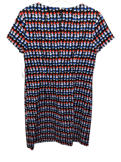 Shoshanna Size 2 Black, Blue & Red Cotton Blend Geometric Print Back Zip Dress Black, Blue & Red / 2