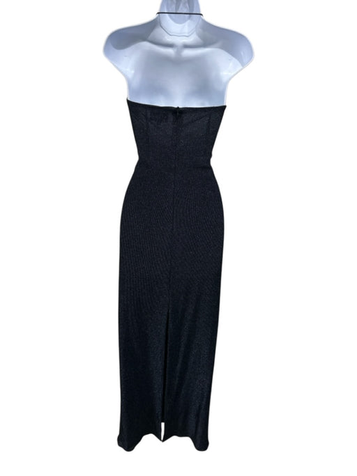 David Meister Size 4 Black & Blue Acetate Blend Metallic Thread Shimmer Gown Black & Blue / 4