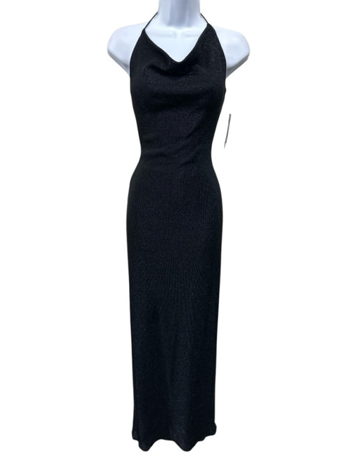 David Meister Size 4 Black & Blue Acetate Blend Metallic Thread Shimmer Gown Black & Blue / 4