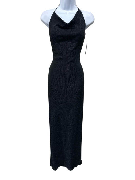 David Meister Size 4 Black & Blue Acetate Blend Metallic Thread Shimmer Gown Black & Blue / 4