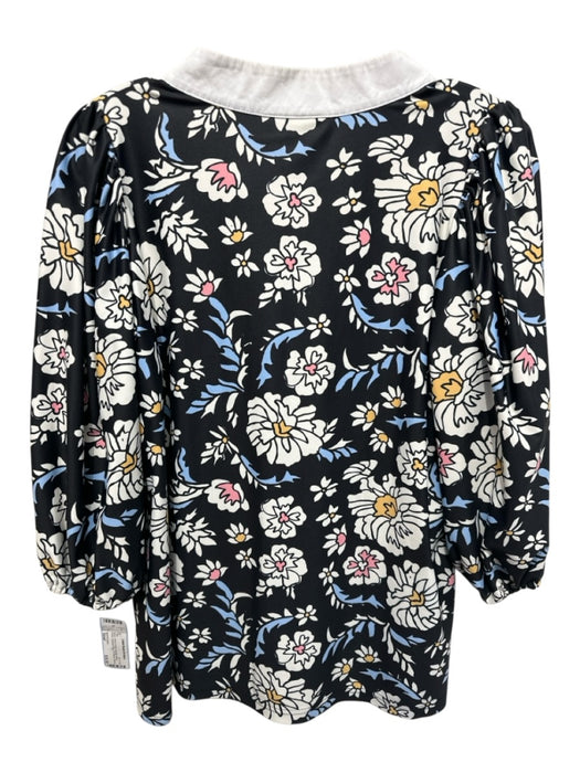Smith & Quinn Size Small Black, White & Multi Polyester Blend Floral V Neck Top Black, White & Multi / Small