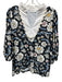Smith & Quinn Size Small Black, White & Multi Polyester Blend Floral V Neck Top Black, White & Multi / Small