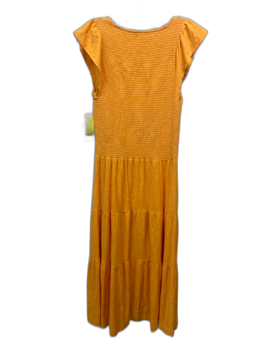Nation Size M Apricot Orange Pima Cotton Cap Sleeve Smocked Bodice Tiered Dress Apricot Orange / M