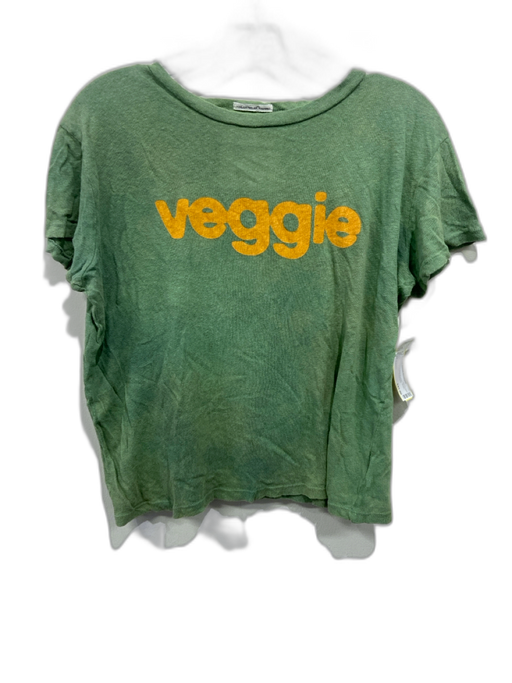Mother Superior Size M Green & Yellow Cotton & Linen Short Sleeve Text Top Green & Yellow / M